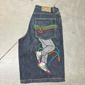 COOGI Dark Blue Jeans with Multicolor Embroidery